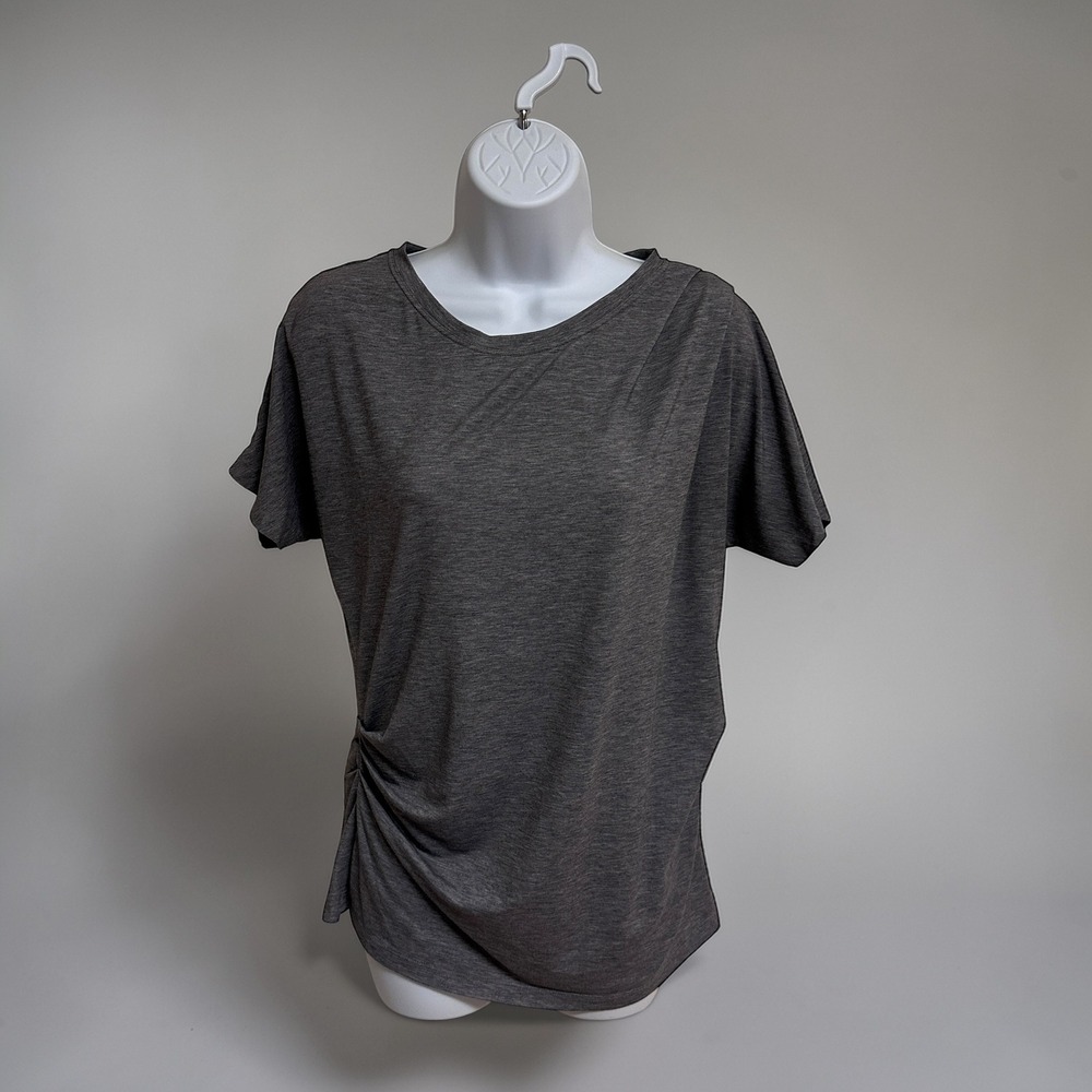Athleta Essence Pleated Tee Gray Short Sleeve Athleisure Top Size S - Picture 3 of 11